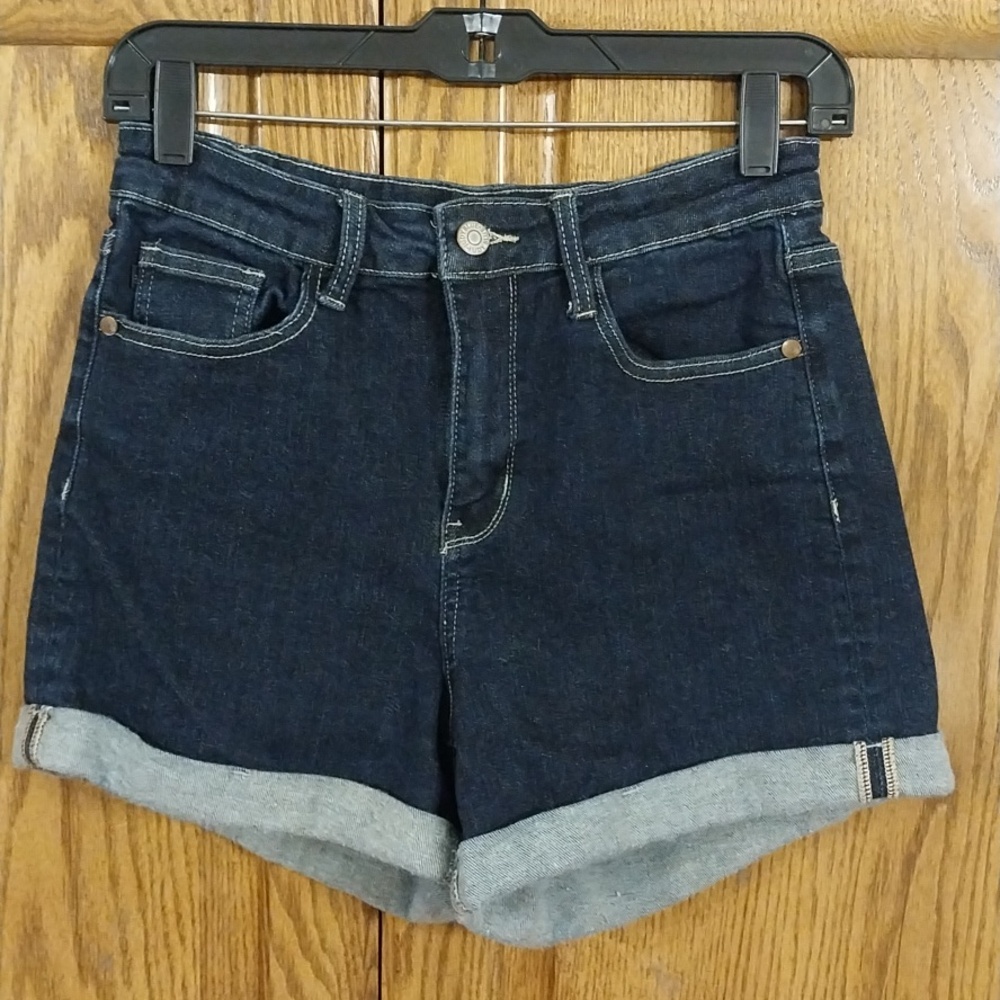 Judy Blue Cuffed Denim Shorts Women's Size Medium Dark Wash High Rise Stretchy